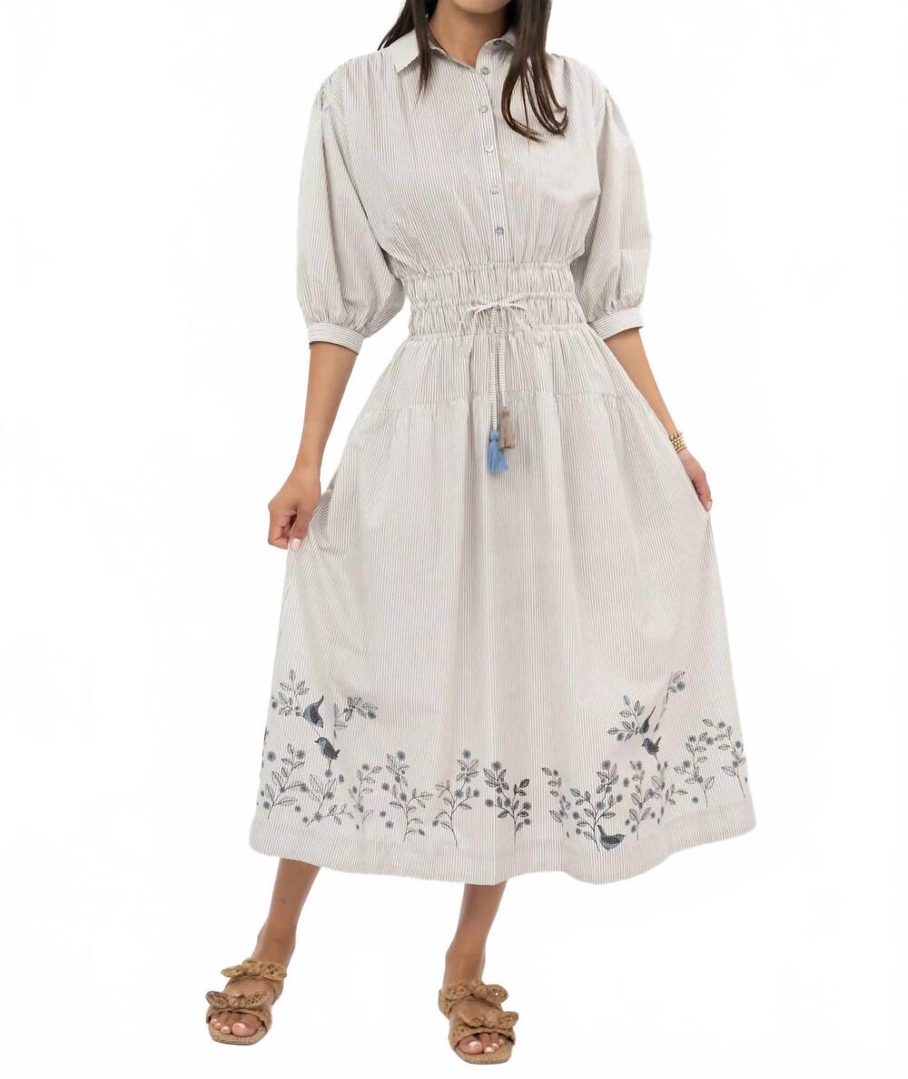 NEW UNCLE FRANK the bird on a wire midi dress in khaki